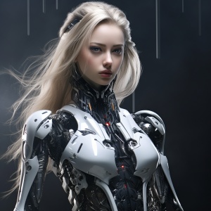 女性机器人，人形机器人，机械和人的混合物，