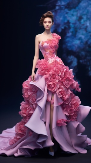 花绽裙：绚丽元素与模特走秀的平衡视觉