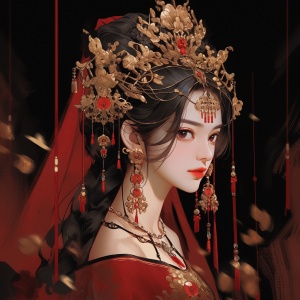 Ancient Beauty in Luxurious Han Costume with Delicate Makeup and Exquisite Accessories