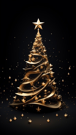 Festive Christmas Tree with Star: Amoled Wallpaper