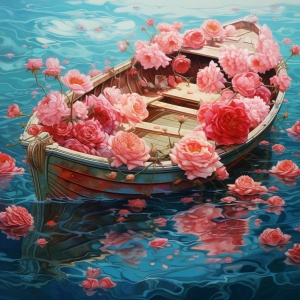 浮华而柔美的小鹿和玫瑰之船