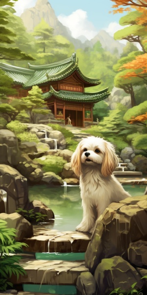 画一只中华田园犬，他憨厚可爱又聪明，是我们的忠诚伙伴，背景是田园风，要高清的，谢谢