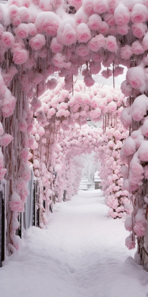 粉玫瑰路与雪的美妙邂逅