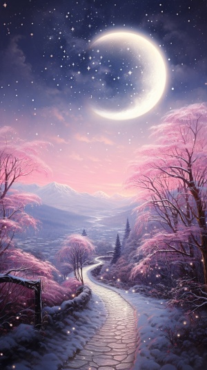 星空玫瑰路，白雪月亮