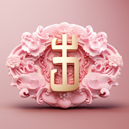 一个汉字“桥”，粉色渐变背景，粉色毛毛质感的汉字，珍珠、钻石、黄金装饰