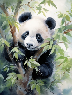 大熊猫 儿童画 彩铅