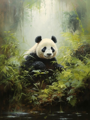 大熊猫 卡通画 彩铅