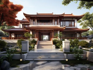 中式别墅设计，街景