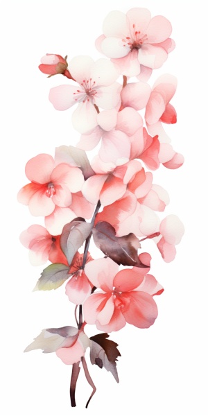 秋海棠的淡粉色水彩花卉