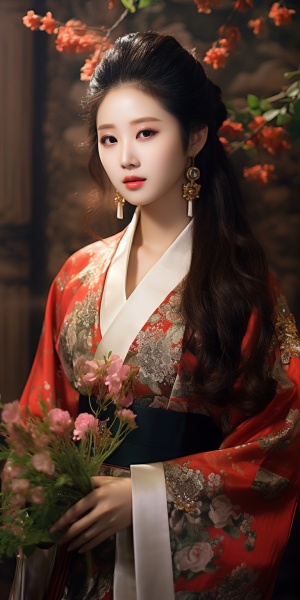 漂亮亚洲美女，朝鲜族服装，大长今，延吉公主
