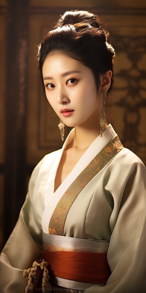 漂亮亚洲美女的朝鲜族服装与大长今的延吉公主