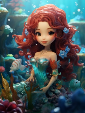 A Beautiful Mermaid in the Blue Sea