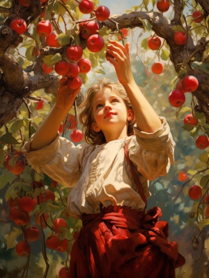 孩子们摘满苹果