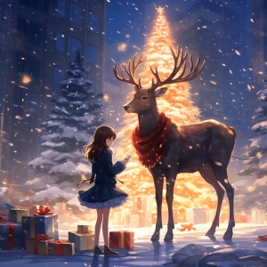 圣诞树、圣诞鹿与小鹿纯子