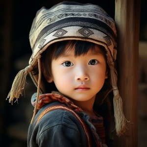 可爱中国苗族小男孩