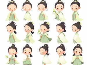 Chinese Animation: Smiling Little Girl in Tang Dynasty Costume