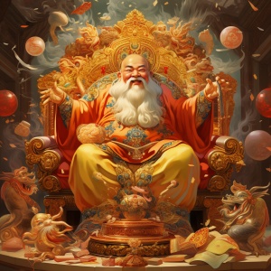The god of wealth in ancient Chinagod of fortune, god of prosperity, god and longevity-