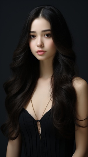 High detail, 8k resolution, ultra high resolution, best picture quality, beautiful girl, lipstick, love pupil, stunning beauty, long straight black hair, smooth hair, collarbone, delicate necklace, rich and beautiful makeup, delicate and perfect features, big jewel-like eyes, blush, smile, sweet face, long hair, straight hair, white small drop off, holding LV bag (showing shoulders), Blue jeans, girls' dormitory, dynamic Angle, extreme picture quality,highest precision, precise and perfect body structur