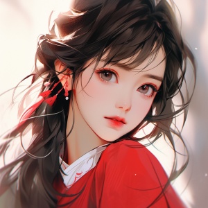 chinese,girl,with,elegant,outfit,wallpaper,#b003d2b1,,in,the,style,of,digital,painting,and,drawing,,expressive,facial,animation，take offence,,dark,white,and,light,crimson,,cute,and,dreamy,,eye-catching,detail,,expressive,manga,style,,mirror