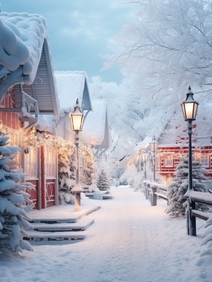美丽雪景中的壮丽乡村全景