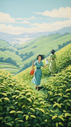 Three Girls on the Tea Mountain