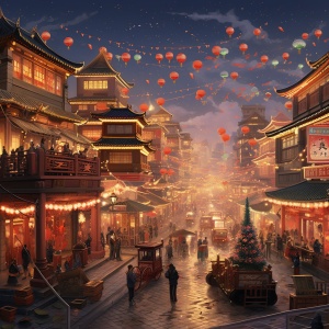 长安城，新年热闹的民族风情街