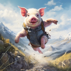 小猪在高山上奔跑