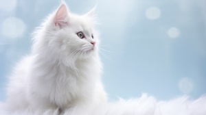 梦幻光下的白色雪地里的小猫