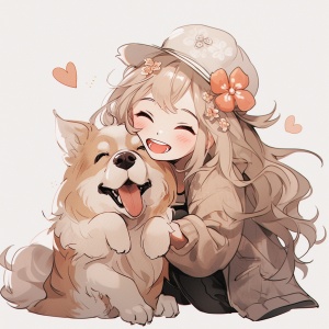 Cute Dog and Cute Little Girl