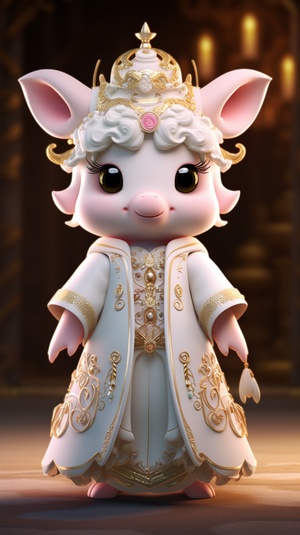 A little white calf in a soft Chinese Tang Dynasty Chinese costume, super cute, cinematic lighting, intricate filigree design, Pixar style, anthropomorphic, holding a pink lantern, big eyes, smile, peach blossom, flow, charming, immortal, fluffy, shiny bristles, ptals, fairy tale, unreal engine 5 and octane rendering, incredibly detailed, 4K, trending in art station, gorgeous, Super wide angle, 4K ar 10:16 test video upbeta upbeta