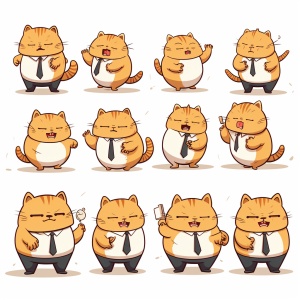 Multiple Poses and Expressions of Super Obesity Garfield Cats in Keith Harlem's Graffiti Style