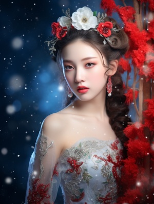 中国圣诞节美女海报现实主义风格8K超高清画质