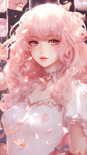 Sparkling Pink and White Anime Characters in Xiaofei Yue Style