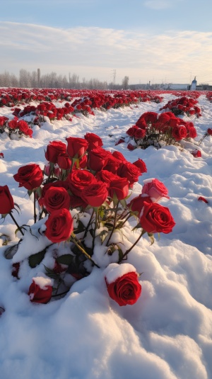 大雪后1000朵玫瑰的照片