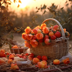 玫瑰花地上的柿子：唯美浪漫的超高清8k写真