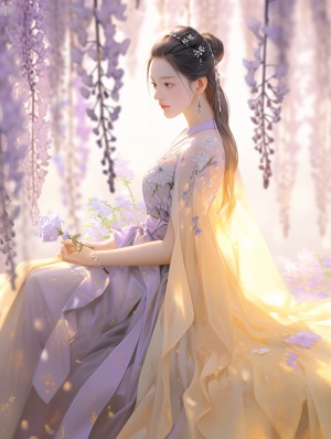 中国美少女的浪漫绣旗袍之光