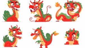中国风可爱动画角色设计-9个表情-高清矢量图