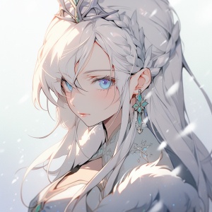 白发蓝眸，冷艳温柔，雪中公主殿下