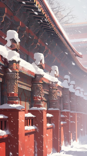 故宫红墙雪
