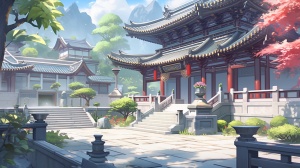 中国古代寺庙中的厢房、花台、天井与石台阶画