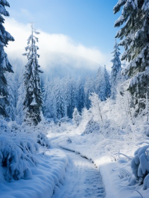 冬天的真实雪景和水杉树