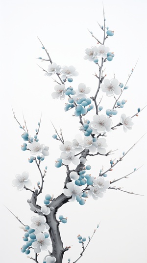 Chinese Art of Calligraphy with Sakura Branch Design