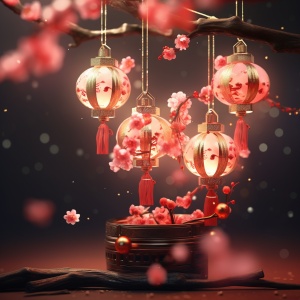 中国春节的璀璨灯光和透明球