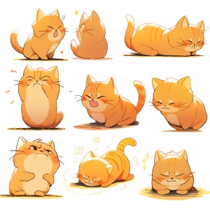 Cute Cat with Various Poses and Expressions