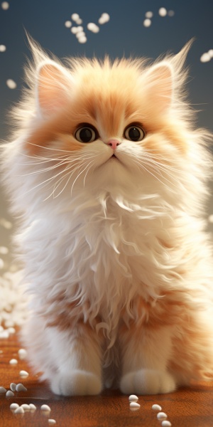 焦糖色加白色的猫，毛茸茸，毛绒质感，可爱，winky ，