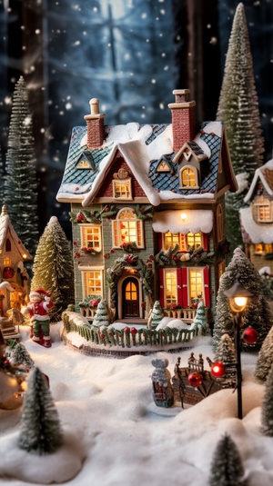 In the depths of the forest, there stands a quaint little cottage, a gingerbread haven adorned with the festive spirit of Christmas. The house, small in stature, gleams with twinkling lights under its eaves, and red candles flicker by the windows.The front yard is a tableau of snowmen, Christmas trees, and wrapped gifts, all eagerly awaiting the arrival of Christmas. The gingerbread residents peer through the tiny windows, filled with anticipation for this heartwarming holiday.