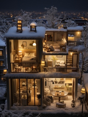 Vibrant Night Scenes in a Snowy Beijing Apartment