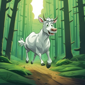 活力十足的卡通现实主义牛牛奔跑插图