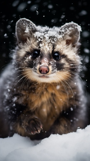 雪地里的小狸花猫