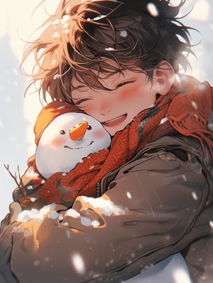 Semi-realistic Snow Man with a Warm Atmosphere